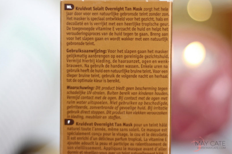 REVIEW KRUIDVAT SOLAIT SELF TAN FACE OVERNIGHT TAN MASK May Cate